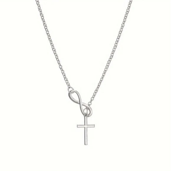 Silver Infinity Cross Necklace - Picture 5 of 9